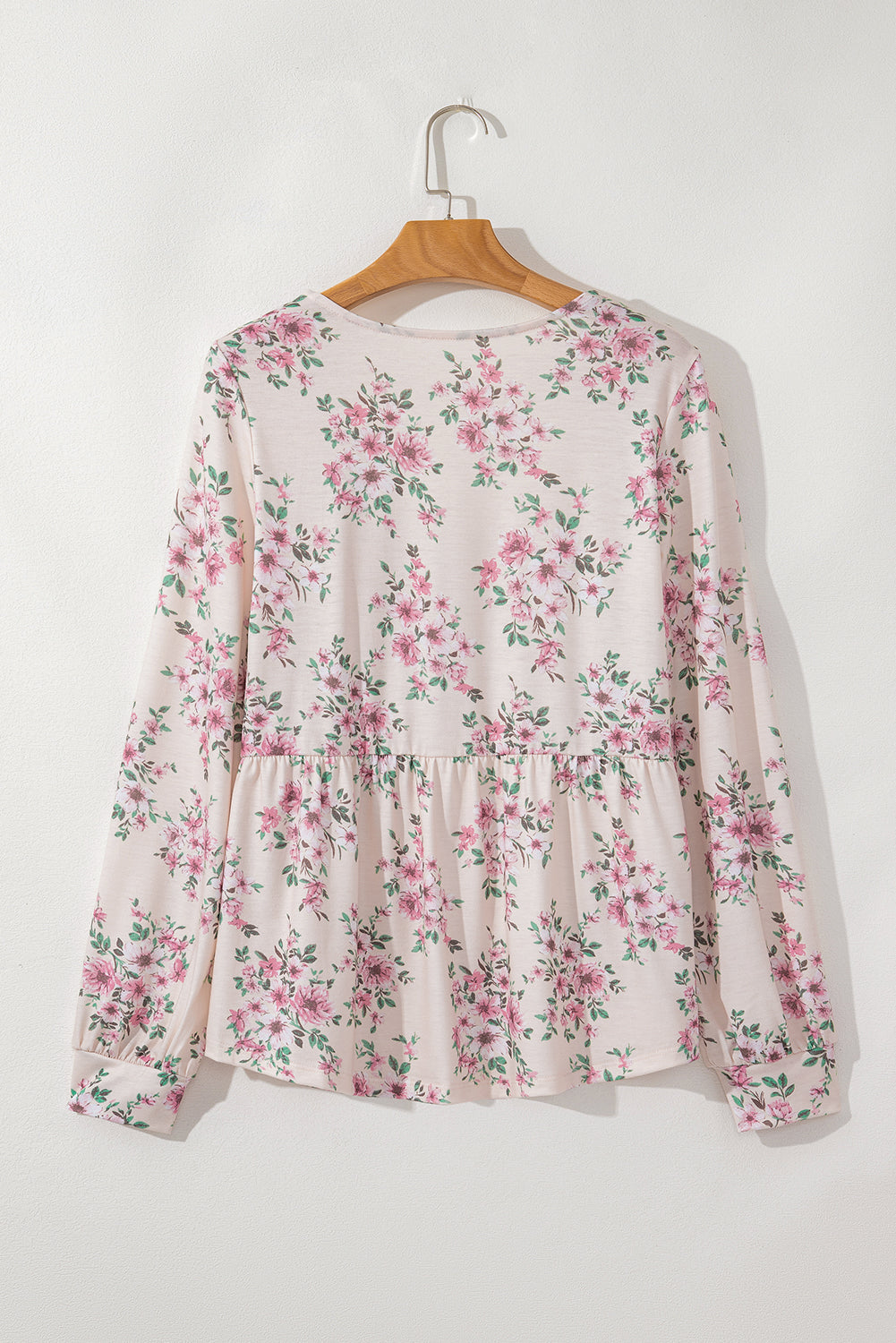 Floral Print Pleated Loose Fit Blouse