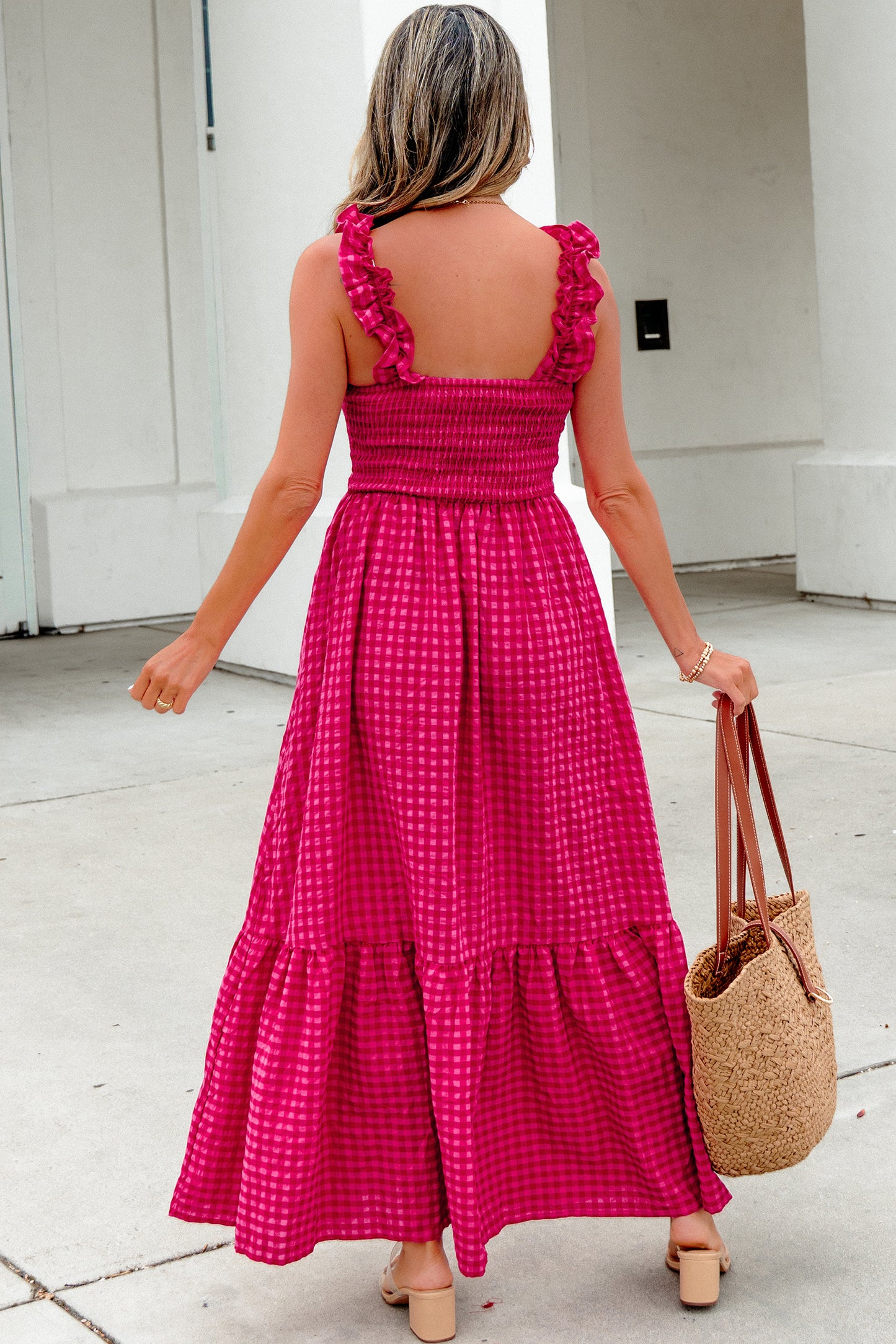 Red Plaid Maxi Dress
