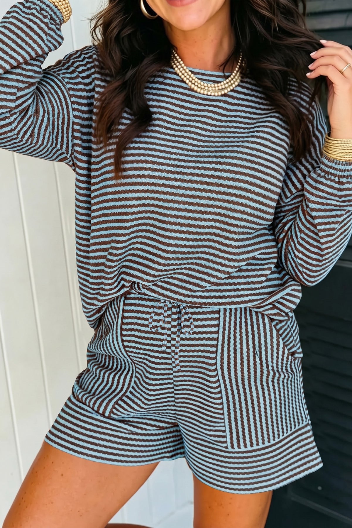 Stripe Two Piece Short Set