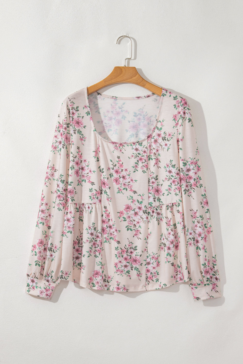 Floral Print Pleated Loose Fit Blouse