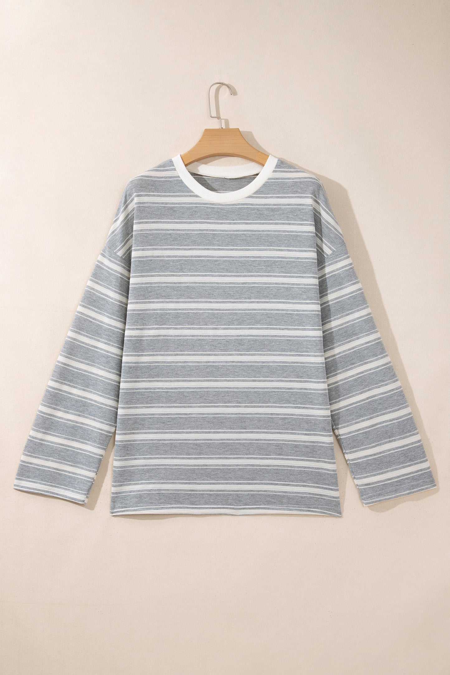 Gray Stripe Long Sleeve Tunic Top