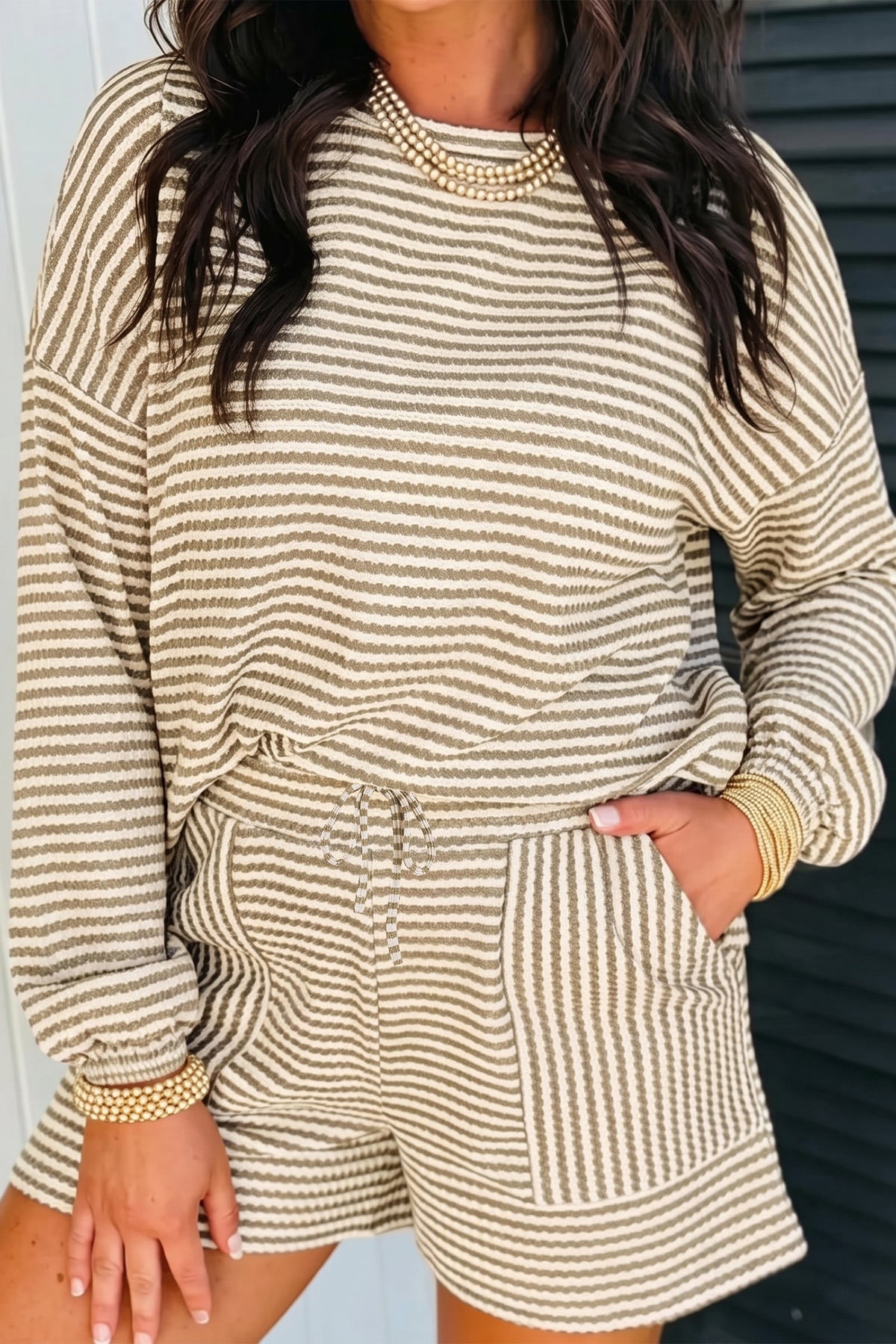 Stripe Two Piece Short Set