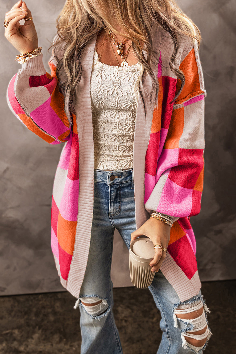 Checkered Vibrant Cardigan