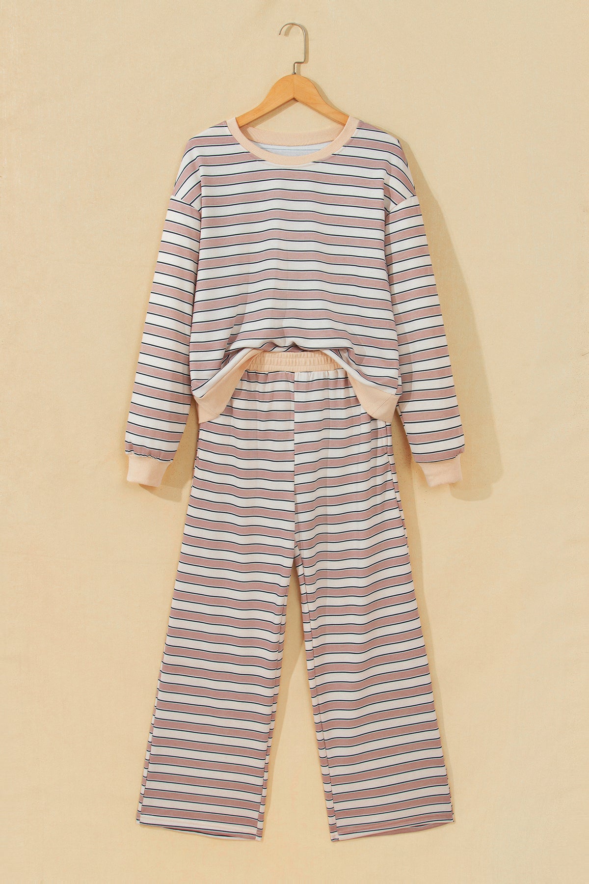 Khaki Stripe Pants Set
