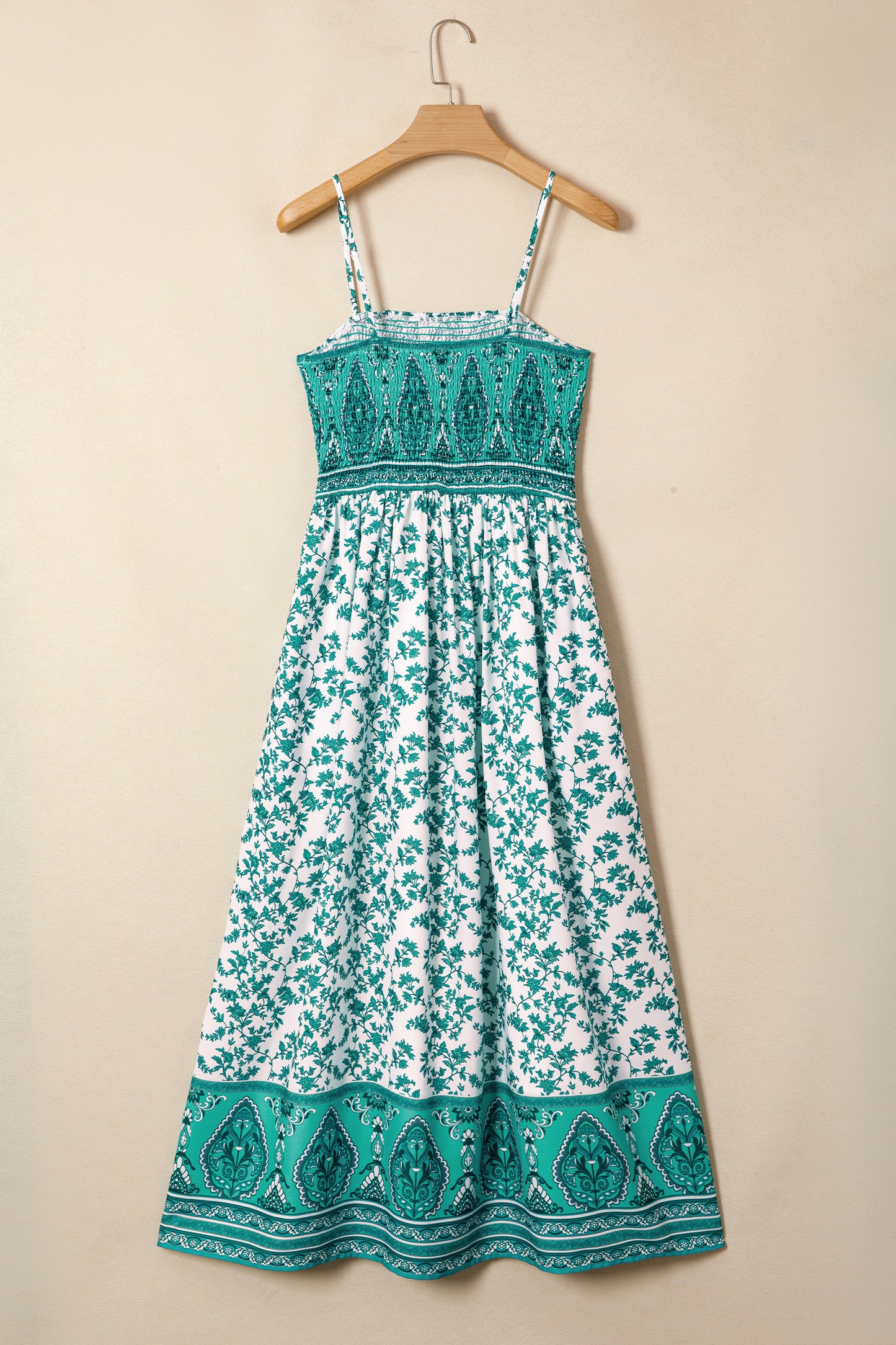 Green Boho Floral Print Maxi Dress