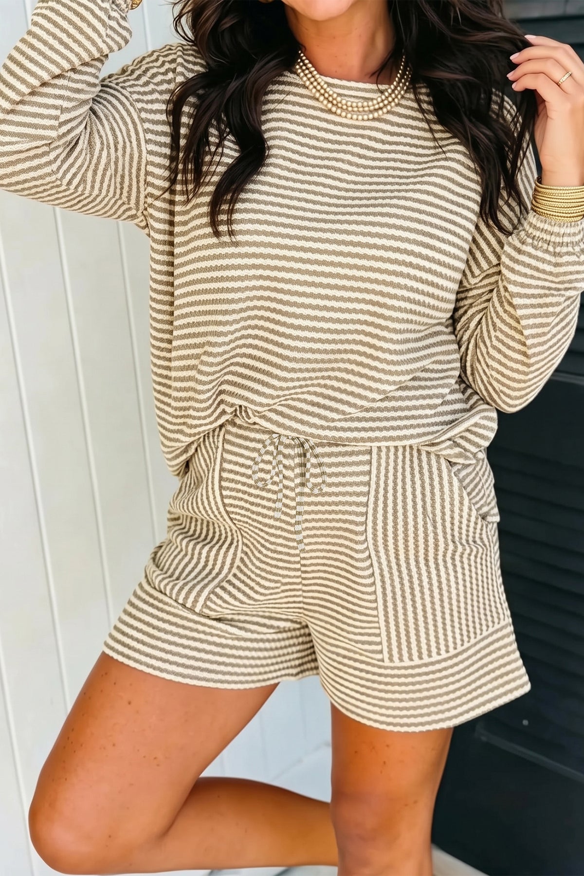 Stripe Two Piece Short Set