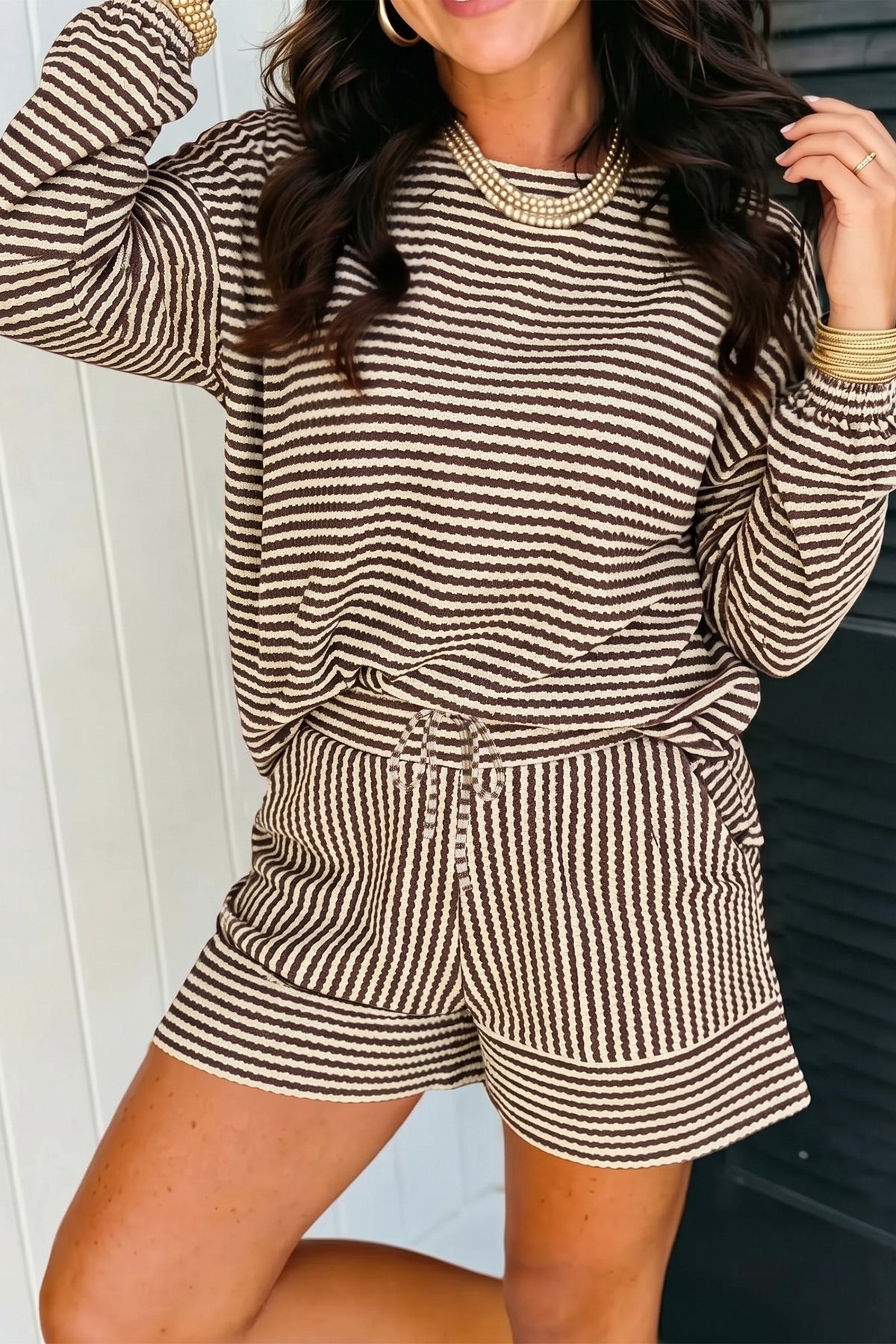Stripe Two Piece Short Set