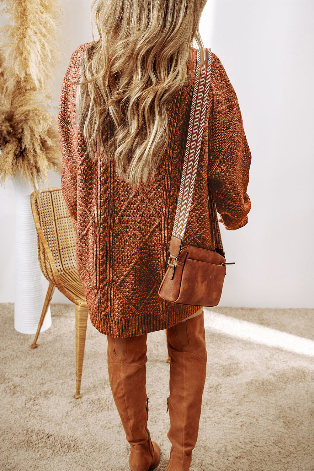 Cable Knit Drop Sweater Dress