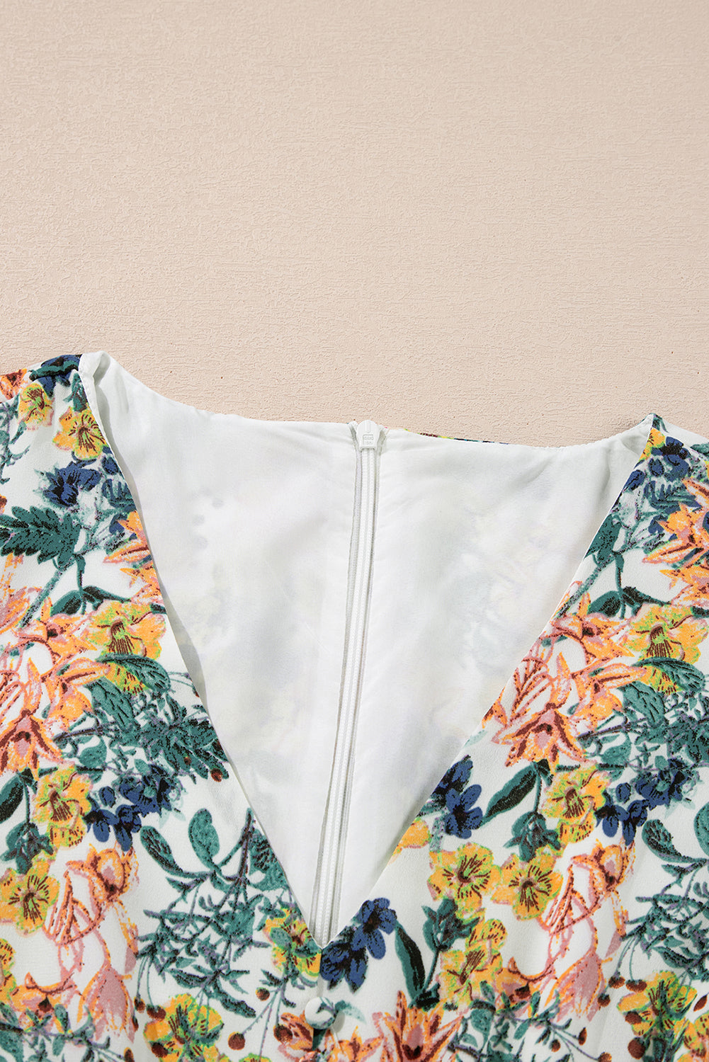 Floral V Neck High Waist Ruffled Dress