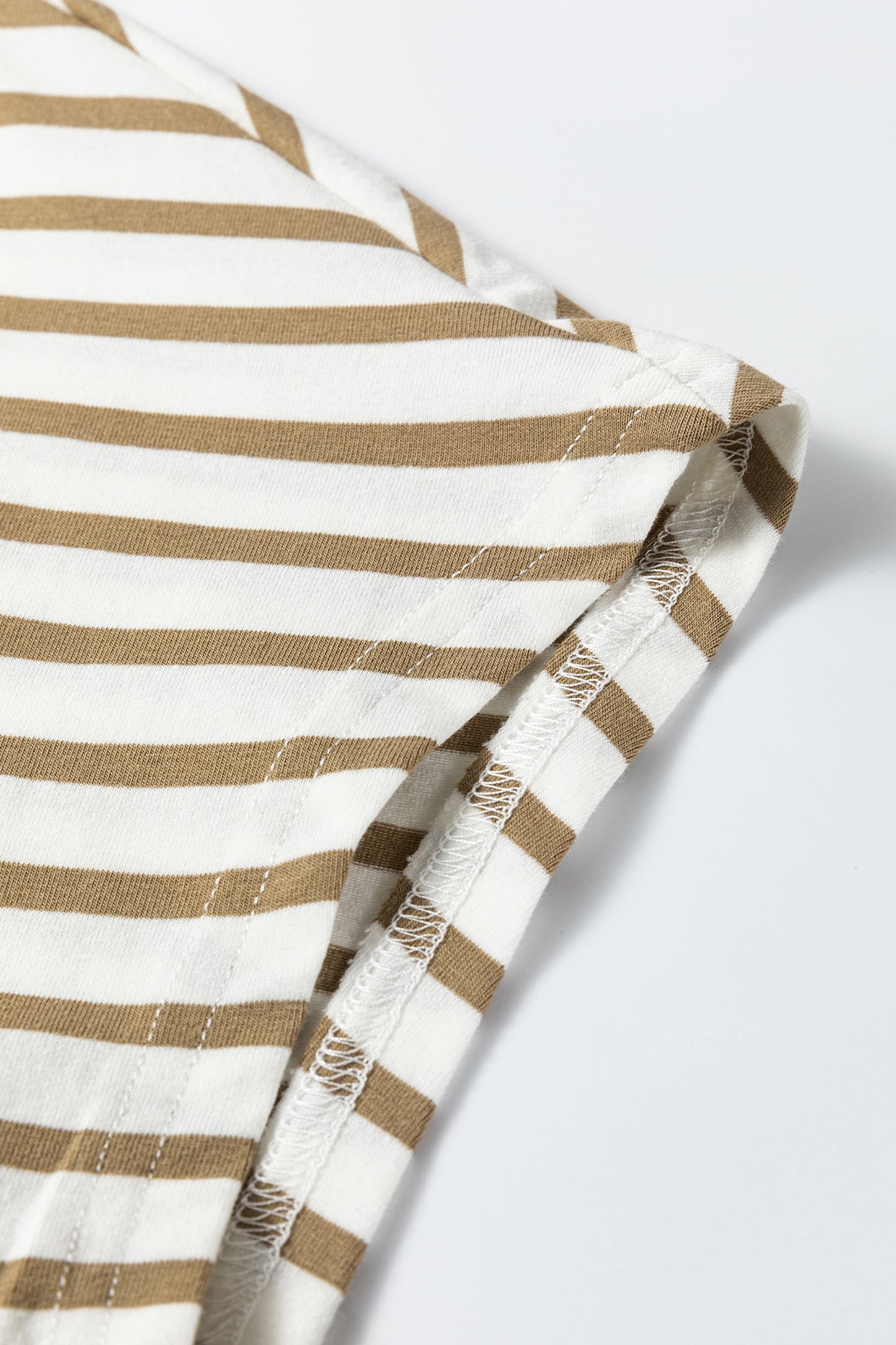 Stripe Leopard Patchwork Round Neck Loose T Shirt