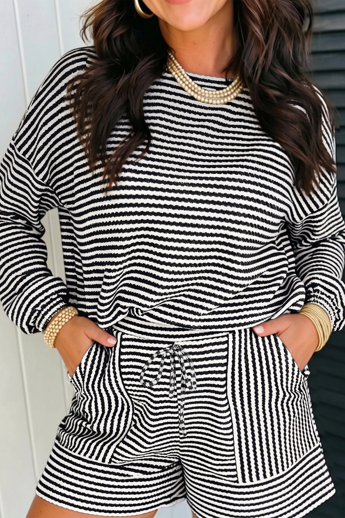 Stripe Two Piece Short Set