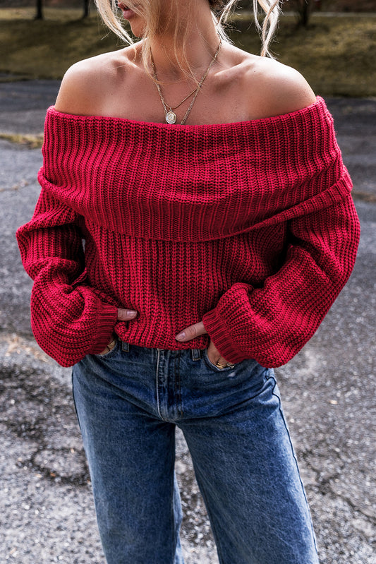 Red Off-the-shoulder Sweater