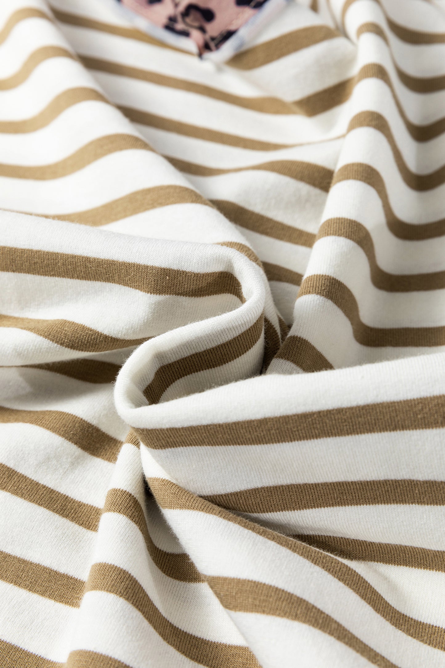 Stripe Leopard Patchwork Round Neck Loose T Shirt