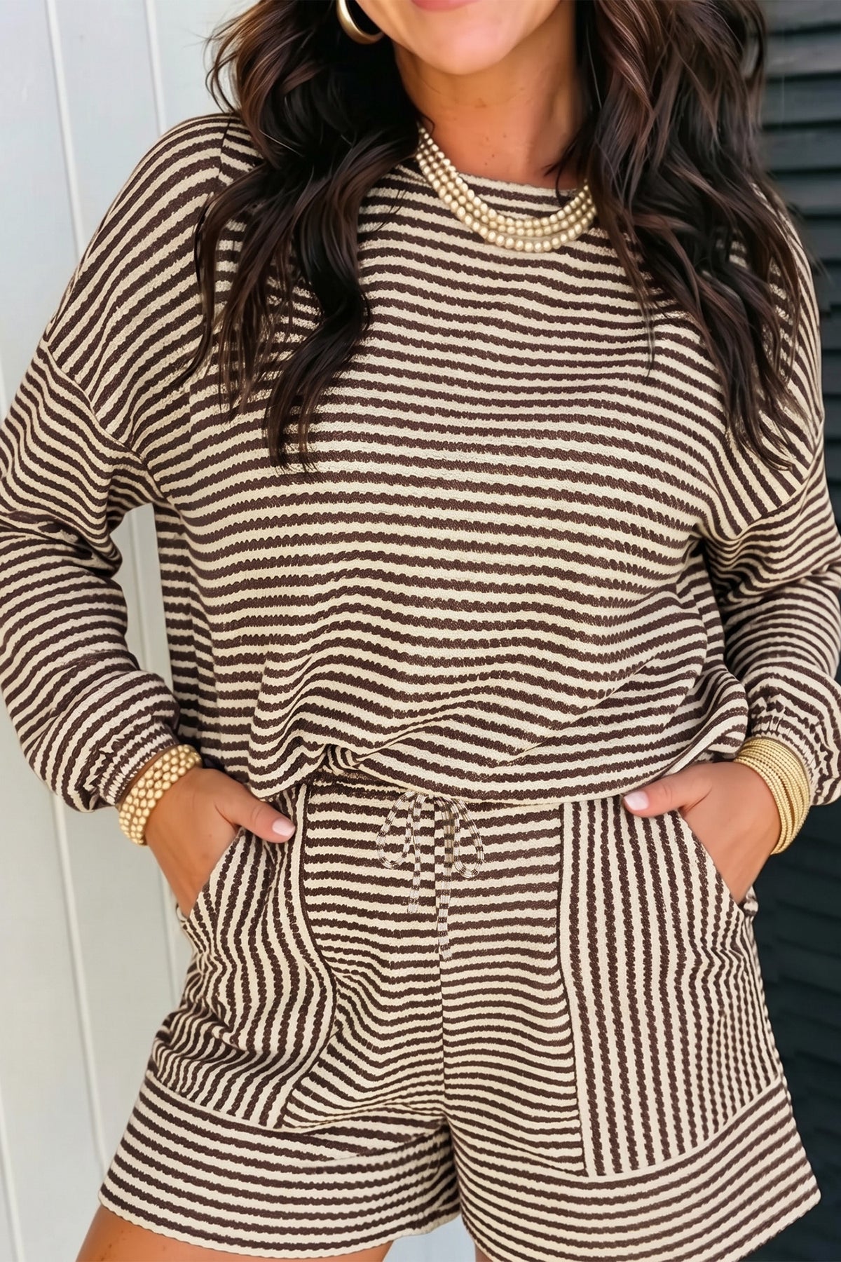 Stripe Two Piece Short Set