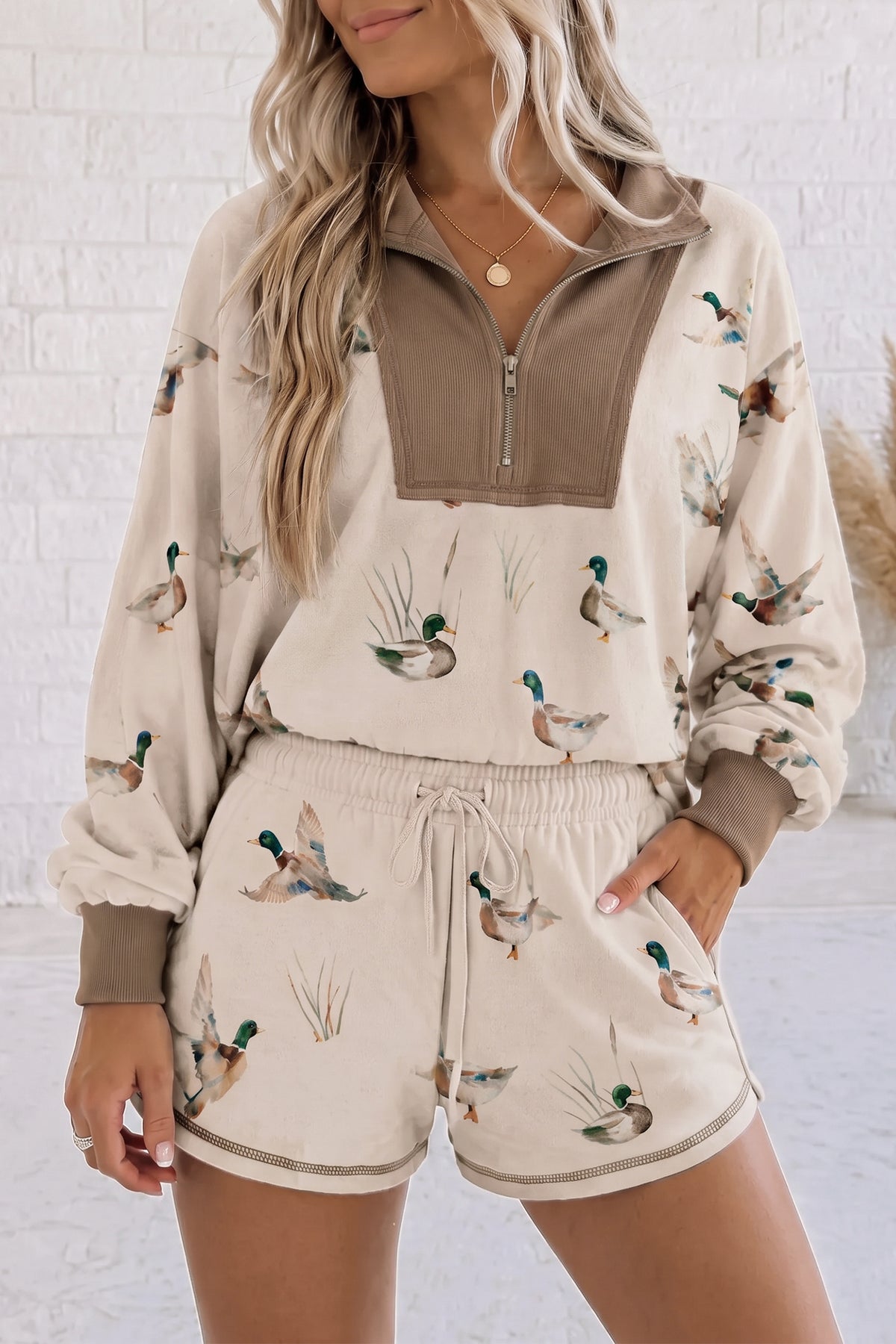 Khaki Mallard Shorts Set