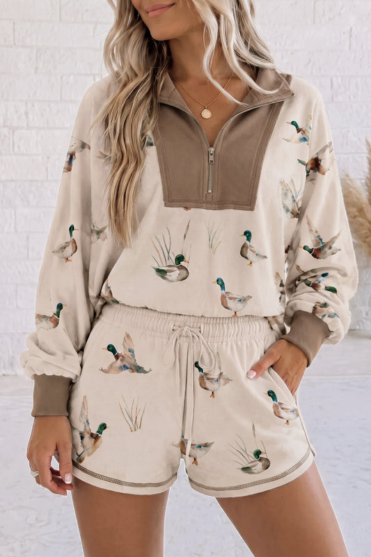 Khaki Mallard Shorts Set