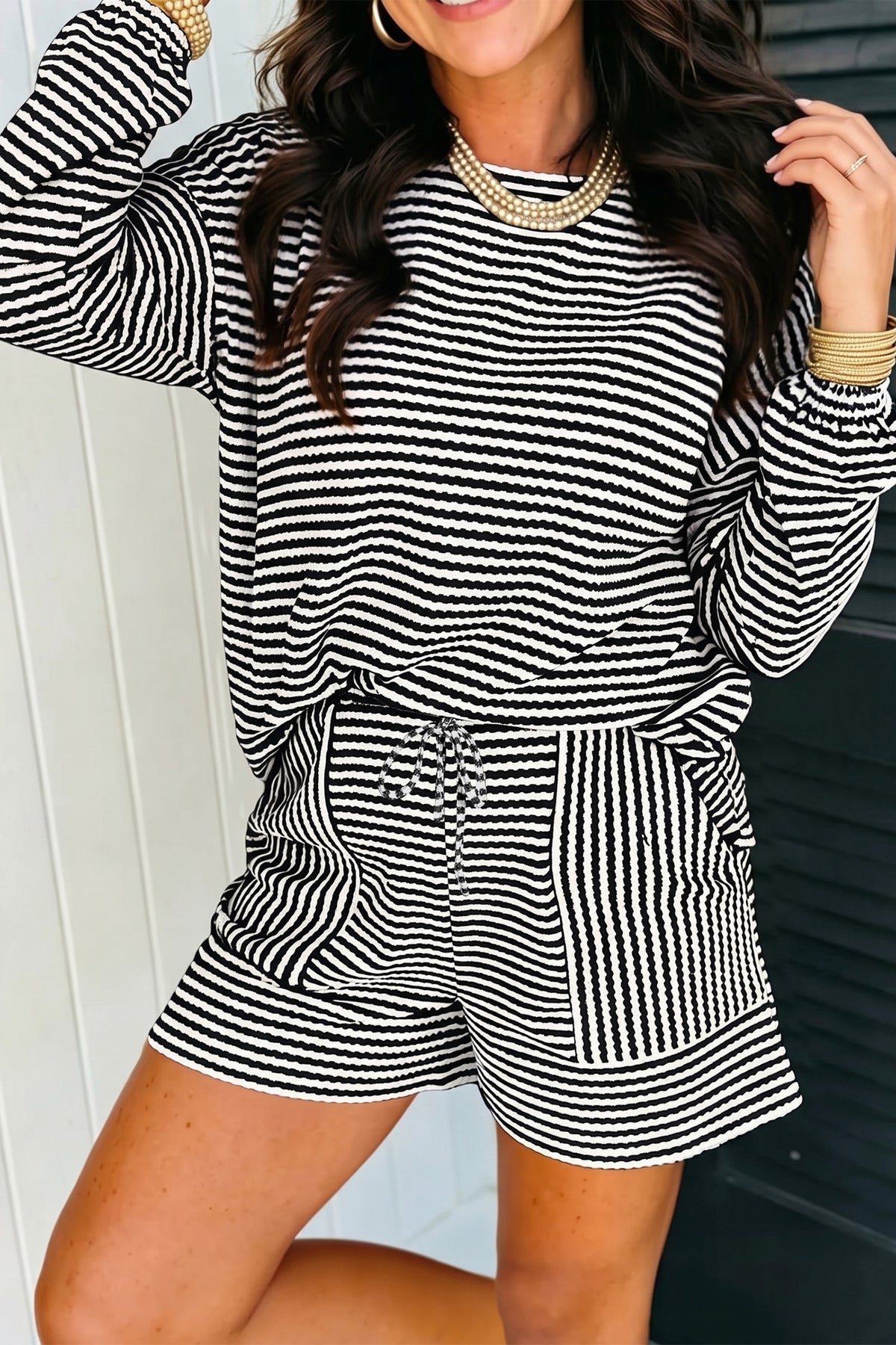 Stripe Two Piece Short Set