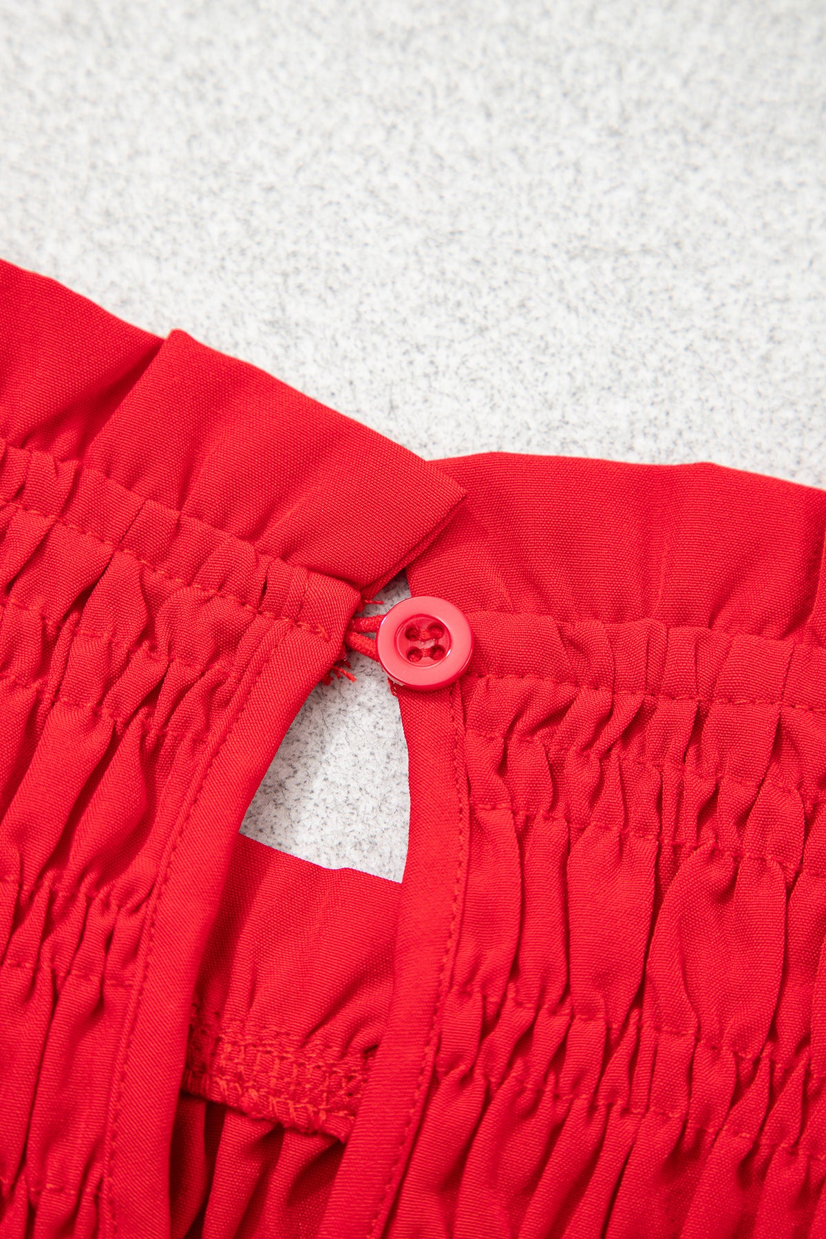 Smocked Ruffle Hem Long Sleeve Blouse