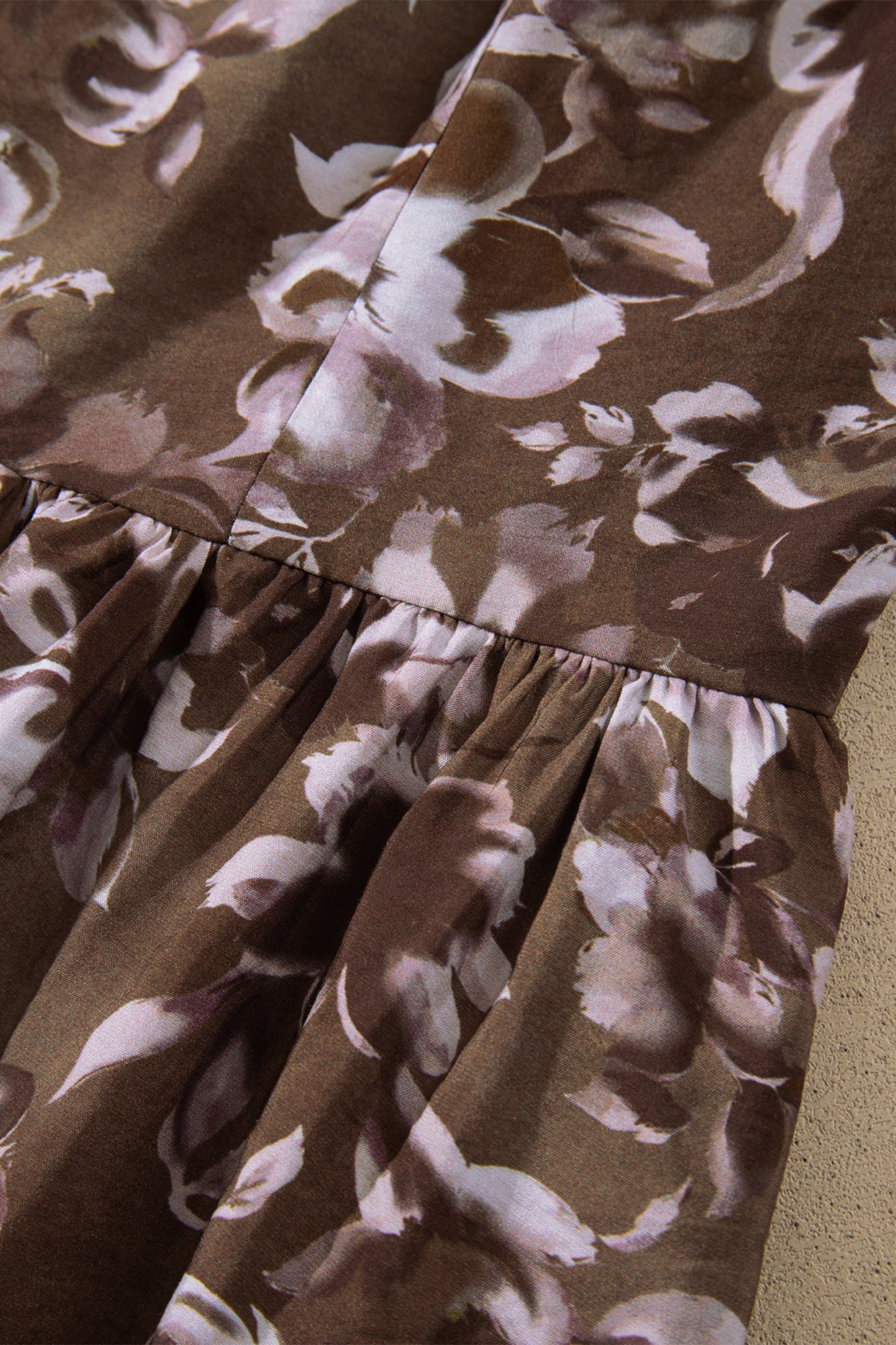 Brown Floral Print Mini Shift Dress